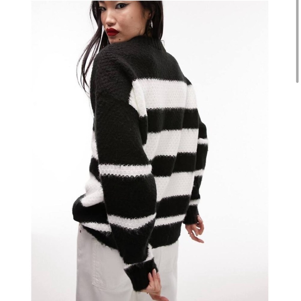 Textured Stitch Stripe Sweater by Topshop